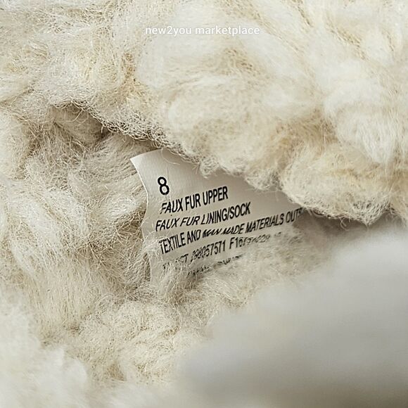 New Womens Auden Faux Fur Tan Open Toe Slippers Size 8 Color cream warm sandal - Picture 4 of 10